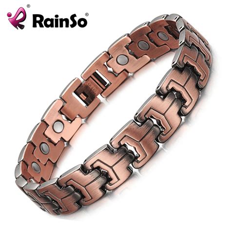 RainSo Men Magnetic Bracelets Red Copper Arthritis Therapy Health Care ...