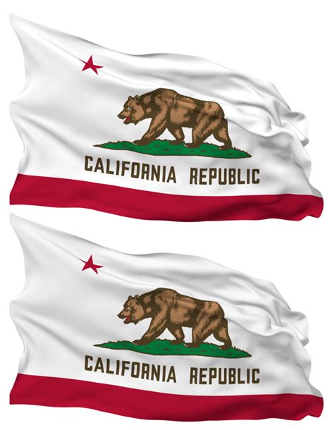 State of California Flag Waves Isolated in Plain and Bump Texture, with Transparent Background ...