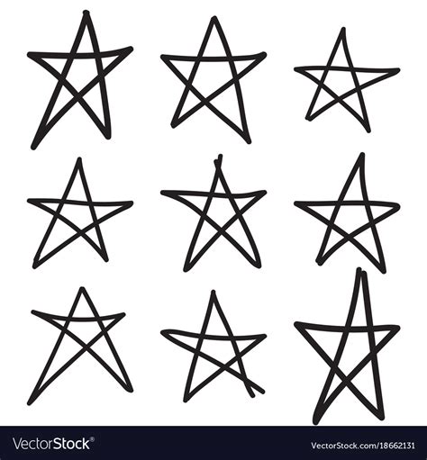 Set hand drawn star Royalty Free Vector Image - VectorStock