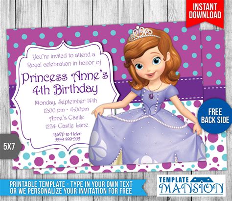 Sofia the First Birthday Invitation #4 by templatemansion on DeviantArt