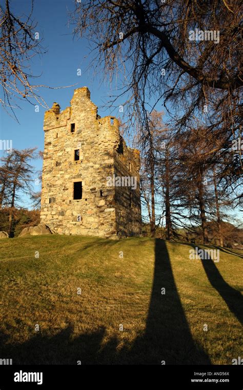 Ruin of 16th Century Knock Castle near the Royal Birkhall House, Ballater, Aberdeenshire ...