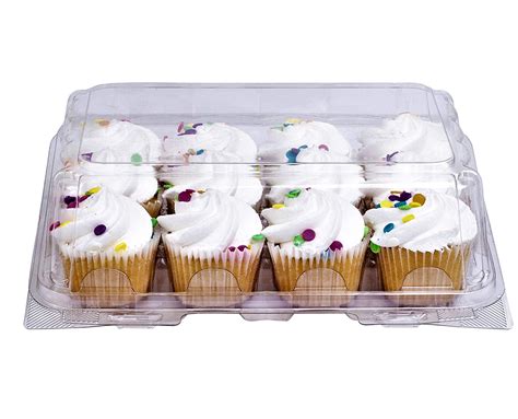 Green Direct Mini Cupcake Boxes/Clear Plastic Dome 12 Compartment Mini Cupcake Holders Pack of ...