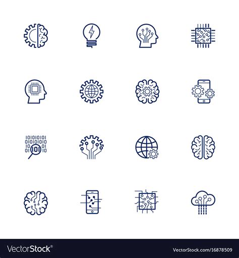 Artificial intelligence related icon ai Royalty Free Vector