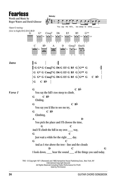 Fearless sheet music by Pink Floyd (Lyrics & Chords – 161694)