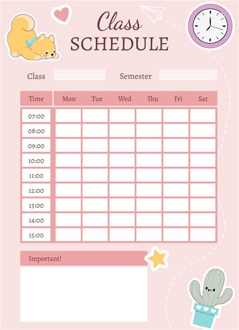 Online Editable Templates For School Schedules