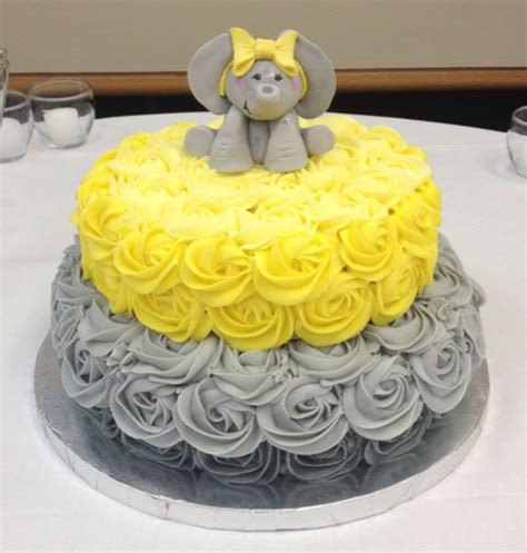 Yellow And Grey Elephant Baby Shower Cake | Baby shower yellow, Baby shower cakes, Baby shower ...