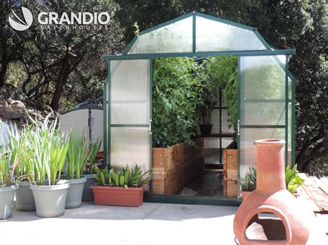 Grandio Elite Greenhouse with amazing planter boxes. Notice those tomato plants have plenty of ...