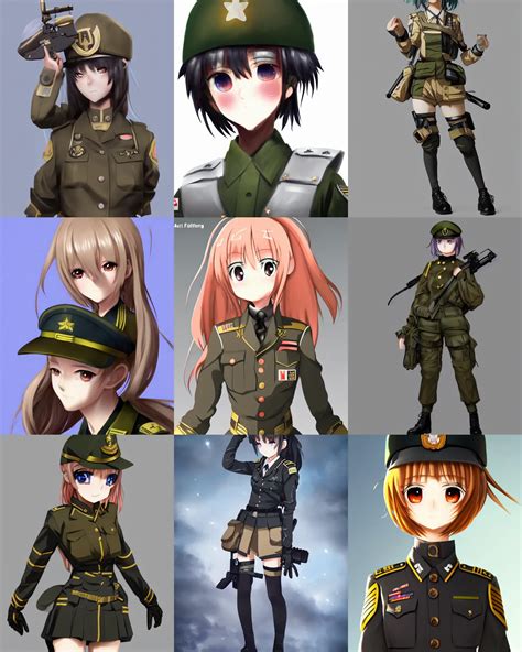 anime girl with a military uniform, dramatic art, | Stable Diffusion