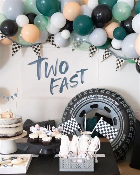 two fast modern race car second birthday party — emelbe design ...