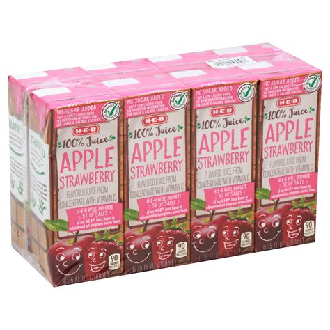 H-E-B 100% Apple Strawberry Juice 8 pk Juice Boxes - Shop Juice at H-E-B