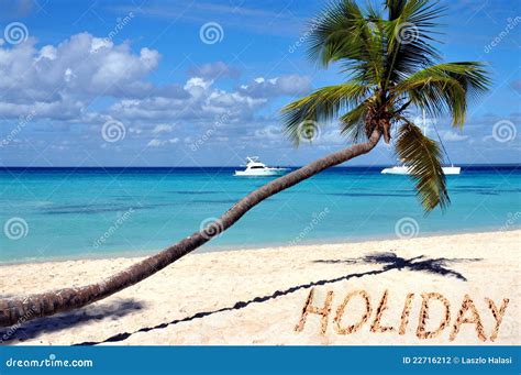 Caribbean Beach, Holiday in Sand Stock Photo - Image of idyllic ...