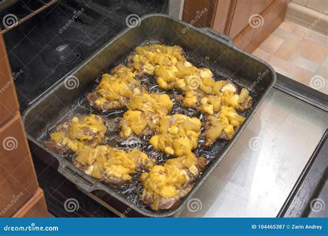 Meat cooked in the oven stock image. Image of juicy - 104465387