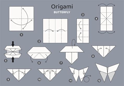 Butterfly origami scheme tutorial moving model on grey backdrop ...