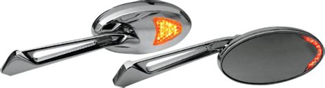 Rivco Chrome Lighted Universal Slotted Motorcycle Mirrors fits Harley ...