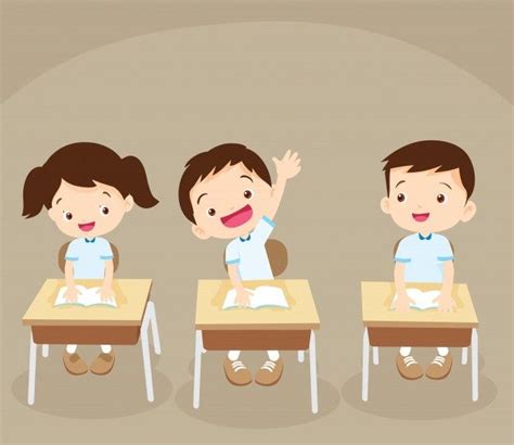 Premium Vector | Student hand up | School desks, Vector character, School