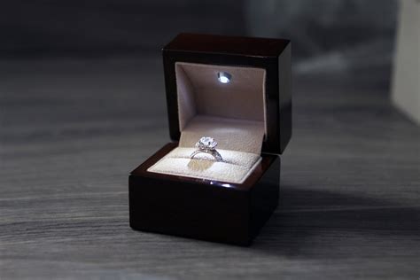 Wood Engagement Ring Box With LED Light Great for Proposals - Etsy