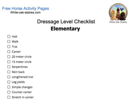 » Dressage Levels – Elementary – Checklist | White Oak Stables