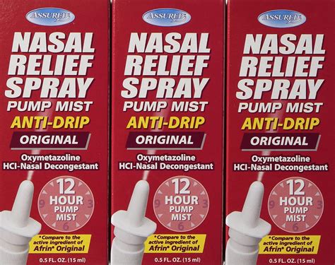 Nasal Relief Spray - 12 Hour Anti-drip Pump Mist 0.5 FL. OZ. (3 Pack ...