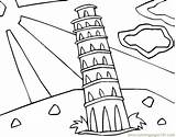 Leaning Tower Of Pisa Coloring  Nation sketch template