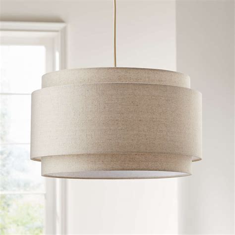 Avery Natural Linen Double Drum Pendant Light + Reviews | Crate & Barrel