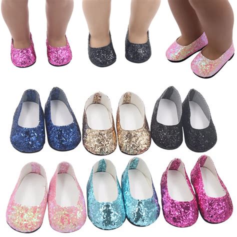 Glitter Doll Shoes Dress Shoe For 18 Inch Our Generation American Doll Accessories Dolls Shoes ...