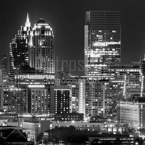 The Midtown Atlanta Skyline from atop CNN Center black and white ...