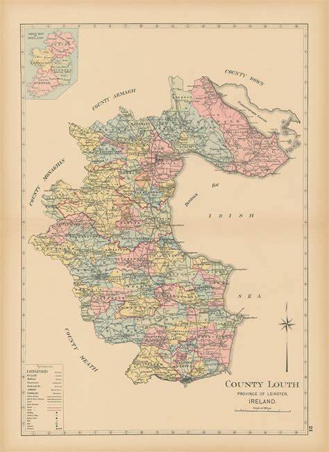 COUNTY LOUTH Ireland 1901 Map Replica or Genuine ORIGINAL - Etsy