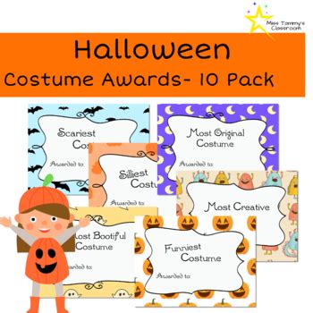 Costume Contest Printable Halloween Award Certificates - 10 Pack