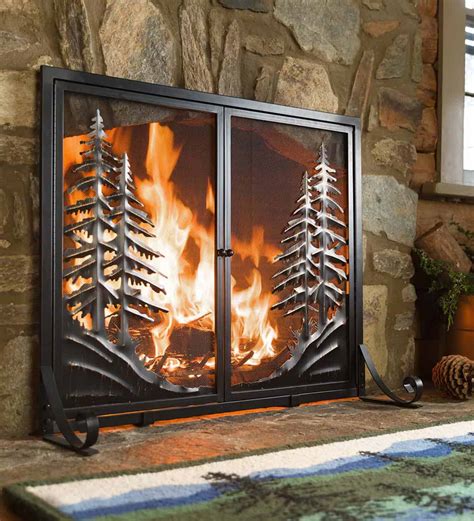 Alpine Large Heavy Duty Steel Fireplace Fire Screen with Doors - Fireplacess.com