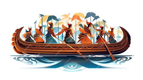 Premium AI Image | Illustration of Onam boat race in Onam white background Generative ai