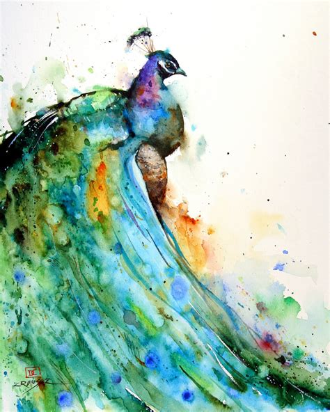 PEACOCK Watercolor BIRD Print Bird Art by Dean Crouser - Etsy