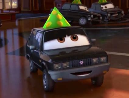 Dan the Pixar Fan: Cars 2: Alexander Hugo with Party Hat and Mary Esgocar