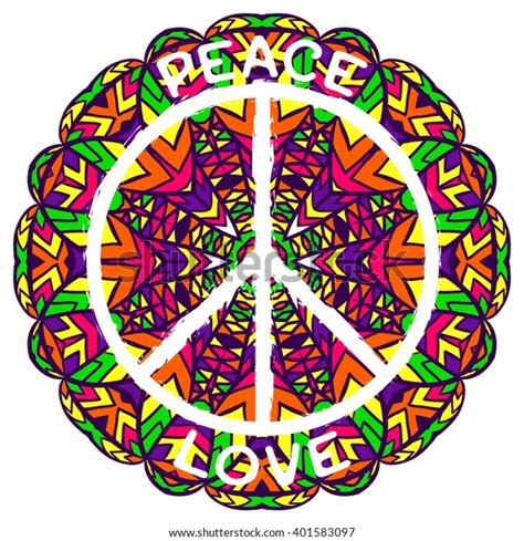 Hippie Peace Symbol Peace Love On Stock Vector (Royalty Free) 401583097 ...