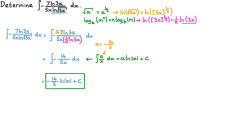 Question Video: Finding the Integration of a Function Containing a Logarithmic Function ...