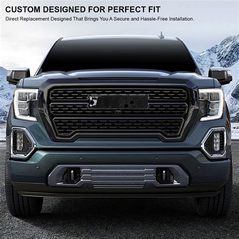 For 2019-2020 GMC Sierra 1500 Front Hood Grille Glossy Black Denali Mesh Grill | eBay