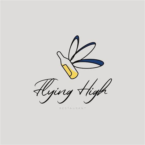 Premium Vector | Flying high logo design inspiration minimalist line art restaurant or bar logo ...