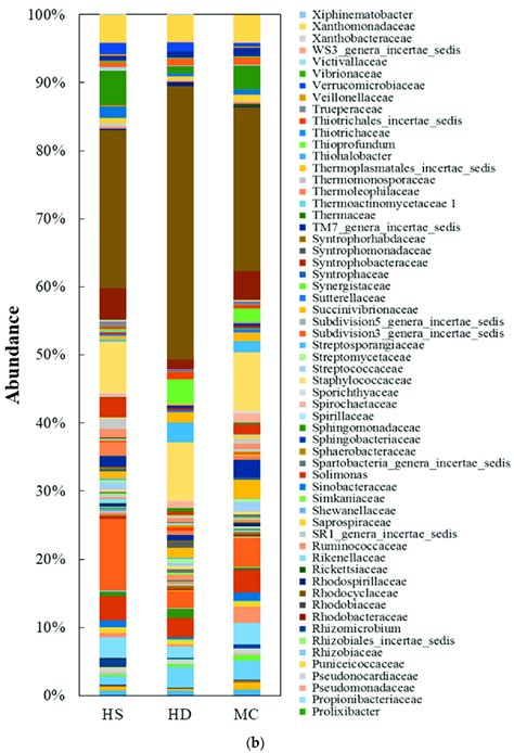 (a) Microbial community structure at the phylum level; (b) Microbial ...