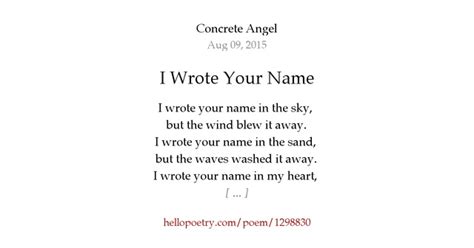 I Wrote Your Name by Sadolecent - Hello Poetry