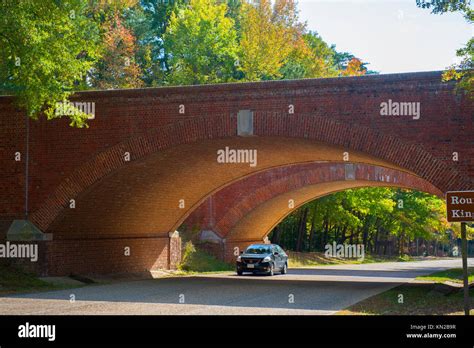 USA Virginia Historic Triangle Colonial Parkway Fall Autumn near Williamsburg VA double brick ...