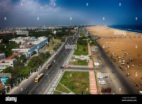 Aerial view chennai marina beach hi-res stock photography and images ...