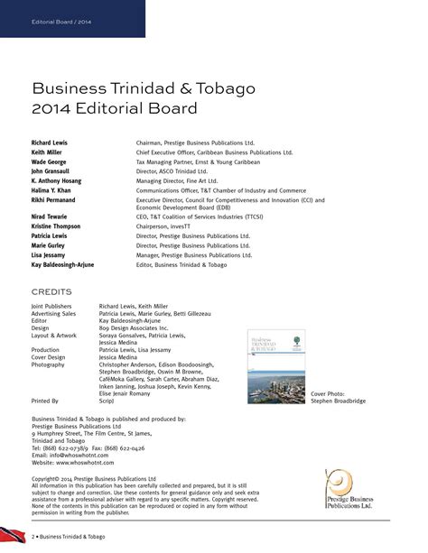 Business Trinidad and Tobago 2014 by Prestige Business Publications Ltd ...