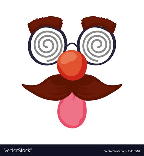 Crazy emoji face with mustache and glasses mask Vector Image