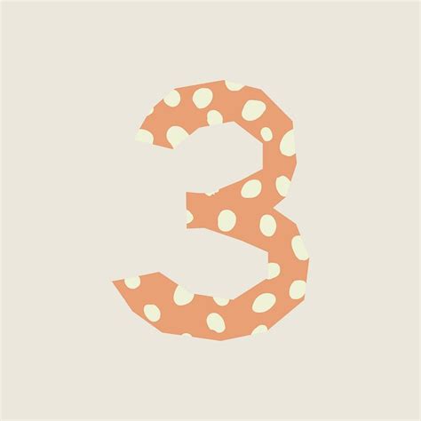 Orange abstract number 3 sticker, | Premium Vector - rawpixel