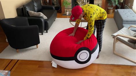 Unboxing The Pokemon Edition Bean Bag Chair POKEBALL - YouTube