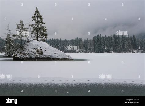 Winter at Hintersee, Berchtesgaden National Park, Berchtesgaden District, Upper Bavaria, Bavaria ...