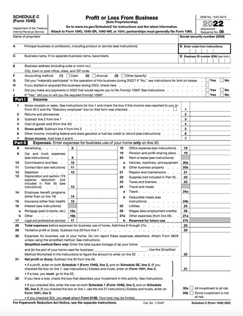 Irs Schedule C Form 2023 - Printable Forms Free Online