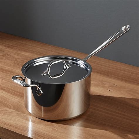 All-Clad ® Stainless 4 qt. Saucepan with Lid | Crate and Barrel