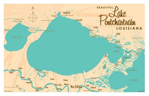 Lake Pontchartrain LA Map Print