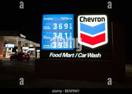 Chevron Gas Station price sign showing high gasoline prices Stock Photo ...