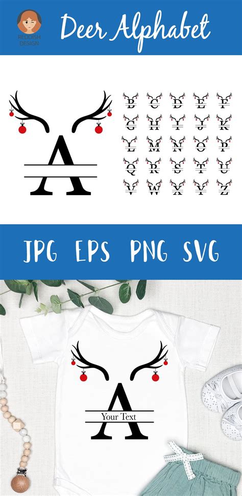 Christmas Split Monogram Alphabet, Reindeer bundle SVG (1081220 ...